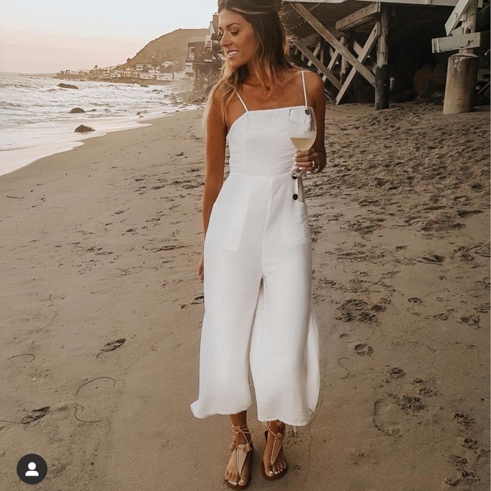 Wide Leg Linen Jumpsuit